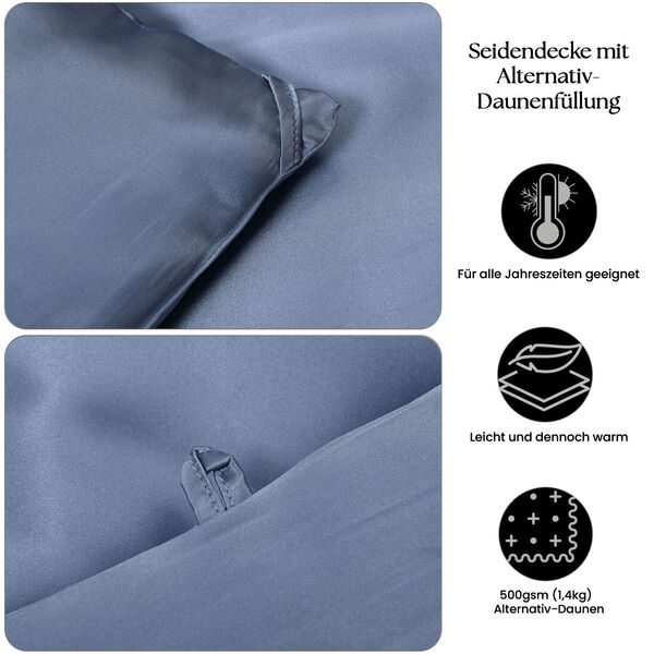 Serenity Night Seidendecke aus 100% Maulbeerseide mit 500gsm Kunstdaunenfüllung, 135x200cm, Dunkelblau image number 4