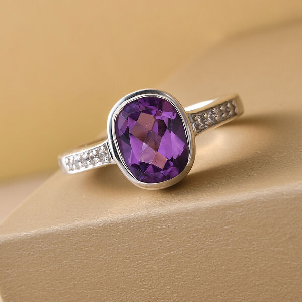 Afrikanischer Amethyst und Zirkon-Ring - 2,10 ct. image number 2
