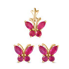 Afrikanischer Rubin (Fissure gefüllt) Anhänger, 925 Silber 750 Gelbgold Vermeil ca. 1.68 ct