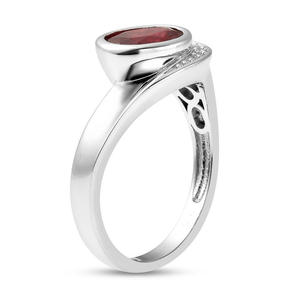 Afrikanischer Rubin (Fissure gefüllt) und Zirkon Ring 925 Silber rhodiniert image number 5