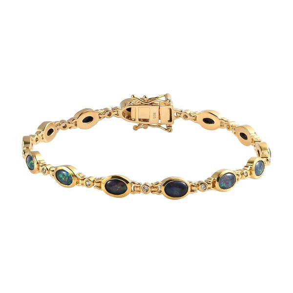 Boulder Opal Triplett und wei&szlig;es Zirkon-Armband, 19 cm - 4,94 ct.