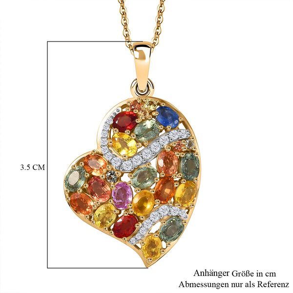 D'Joy AA mehrfarbiger Saphir und Zirkon Anh&auml;nger mit 50cm Kette - 5 ct. image number 6