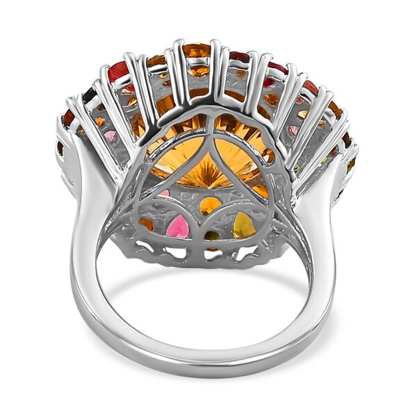 Citrin Ring im Hanabi-Schliff und natürlichem mehrfarbigem Turmalin - 11,42 ct. image number 6