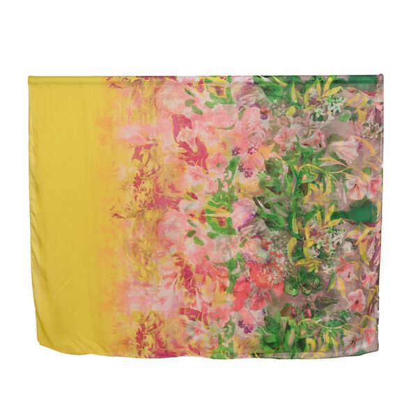 LA MAREY, 100% Maulbeerseiden Schal, Grün und gelb image number 2