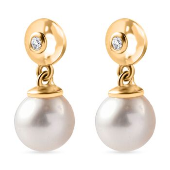 S&uuml;&szlig;wasserperlen und Zirkon Ohrringe - 7,36 ct.