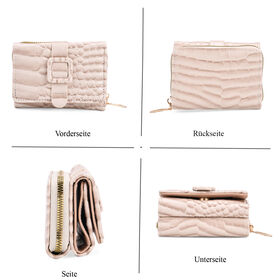 Stilvolle Geldbörse mit Krokodilprägung und RFID-Schutz, 11x8 cm, Beige