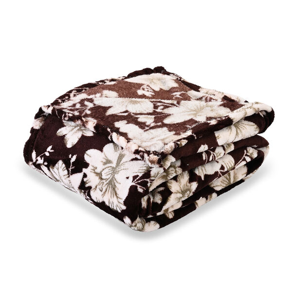 LIVMORE Flanell Decke, 150 x 220 cm, Bordeaux Wei&szlig; image number 2