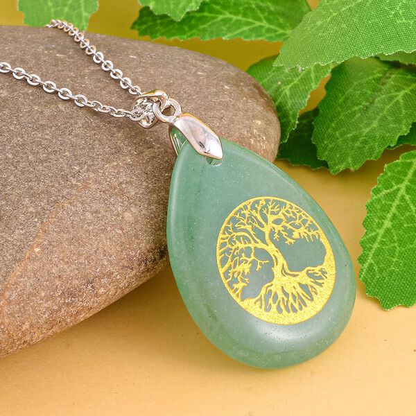 Gr&uuml;ner Aventurin, Lebensbaum Anh&auml;nger mit Kette image number 2