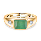 D’joy Socoto Smaragd, Moissanit Ring 925 Silber 750 Gelbgold Vermeil (Größe 19.00) ca. 1,84 ct
