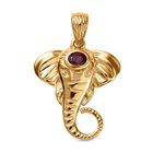 Afrikanischer Rubin (Fissure gefüllt) Anhänger 925 Silber 750 Gelb Vergoldet ca. 0.27 ct