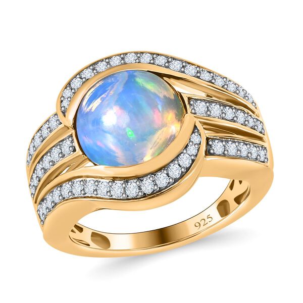 Nat&uuml;rlicher, &auml;thiopischer Welo Opal und Zirkon Ring - 3,15 ct. image number 5