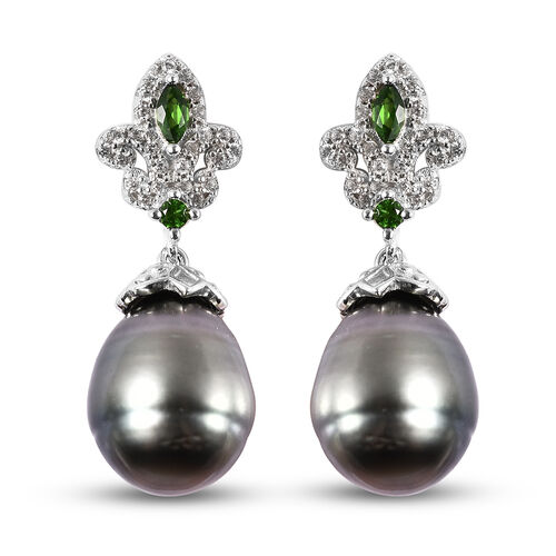 Tahiti Perle und Mehrfarbig Edelstein Ohrhänger 925 Silber rhodiniert  image number 0
