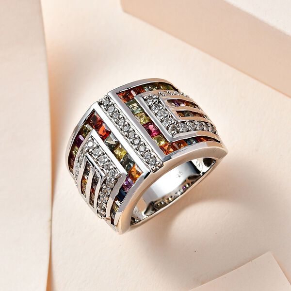 Mehrfarbiger Saphir und Zirkon-Ring - 4,40 ct. image number 2