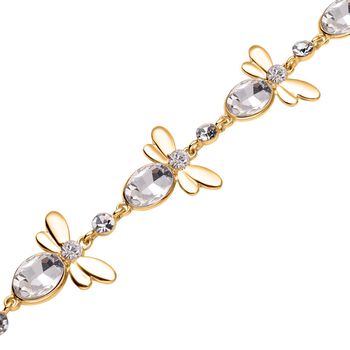 DESIGNER INSPIRIERT - 2er Set - Wei&szlig;er Kristall Armband (ca. 19 cm + 5 cm Extender) und Ohrringe, goldfarben