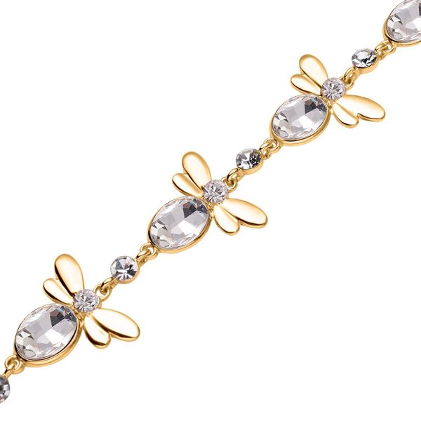 DESIGNER INSPIRIERT - 2er Set - Wei&szlig;er Kristall Armband (ca. 19 cm + 5 cm Extender) und Ohrringe, goldfarben image number 4