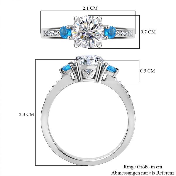 Moissanit und Neon Apatit Ring - 1,24 ct. image number 7
