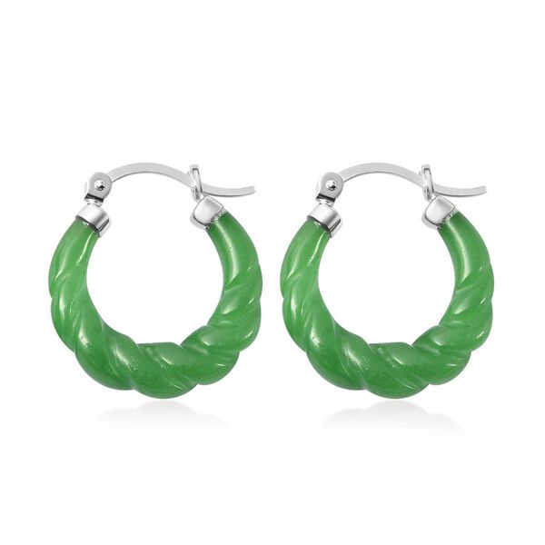Grüne Jade Ohrringe 925 Silber rhodiniert ca. 18.50 ct image number 4