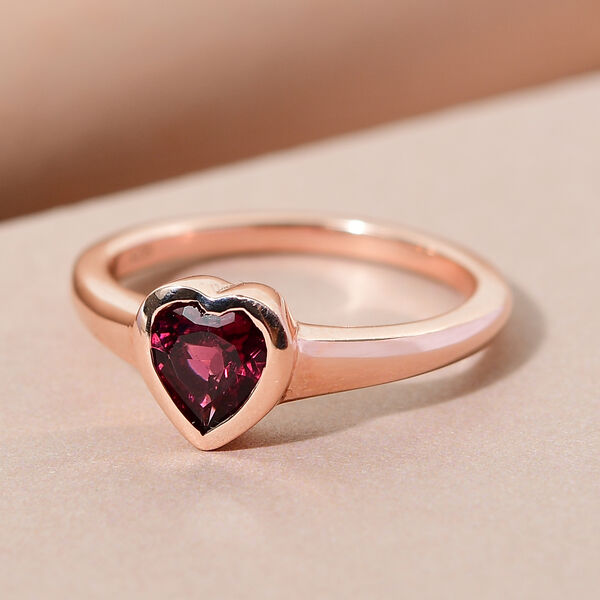 Rhodolith Granat Solit&auml;r Ring 925 Silber ros&eacute;vergoldet  ca. 0,80 ct image number 2