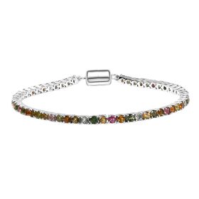 D'Joy AA Mehrfarbig-Turmalin Armband ca. 20 cm 925 Silber rhodiniert ca. 6,48 ct