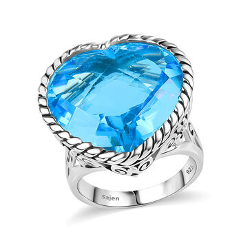 Sajen Silber - AAA Paraiba Quarz Ring 925 Silber rhodiniert (Gr&ouml;&szlig;e 18.00) ca. 25.05 ct