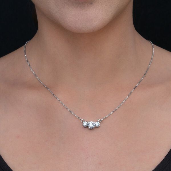 LUSTRO STELLA Hergestellt mit ZIRKONIA Halskette ca. 45 cm lange 925 Silber Platin-&Uuml;berzug image number 2