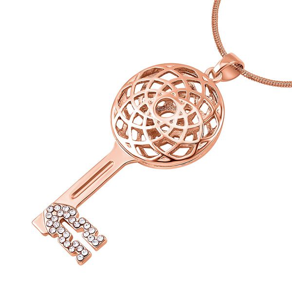 Weißer Kristall-Schlüssel-Anhänger mit Kette in Roségoldton, 73 cm image number 3