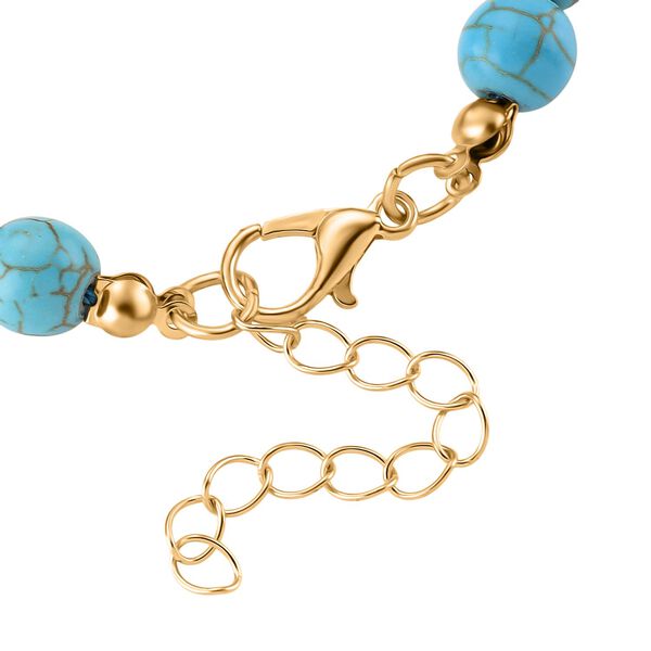 Blauer Howlit, Weiße Keshi Perle Armband, ca. 18cm mit 5cm extender, Reine Legierung goldfarben image number 5