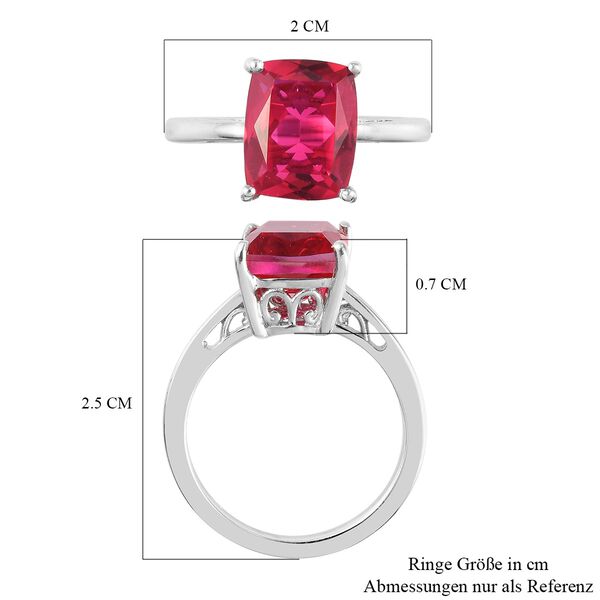 Rubelit-Triplett-Quarz Solit&auml;r Ring 925 Silber Platin-&Uuml;berzug image number 7