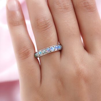 Nat&uuml;rlicher, &auml;thiopischer Opal-Ring, 925 Silber platiniert, ca. 0,87 ct