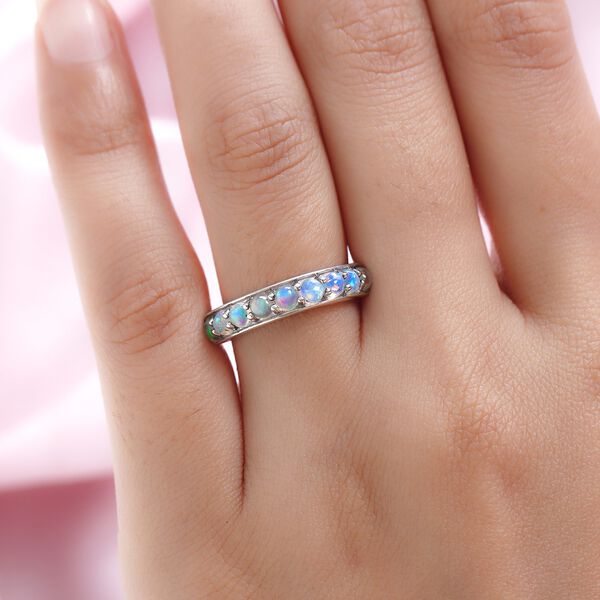 Natürlicher, äthiopischer Opal-Ring, 925 Silber platiniert, ca. 0,87 ct image number 3