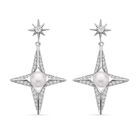 Weiße Süßwasser Perle und weiße Zirkonia-Ohrringe, Messing