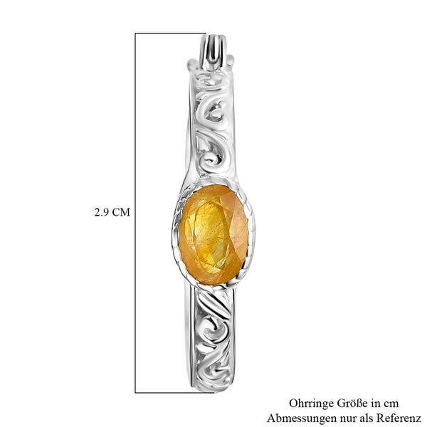 Royal Bali - Fissure gef&uuml;llt gelber Saphir Ohrringe 925 Silber ca. 1.99 ct image number 5