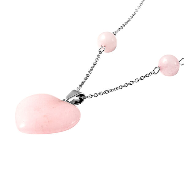 Rosenquarz Herz-Halskette in Silberton, 58,00 ct. image number 2