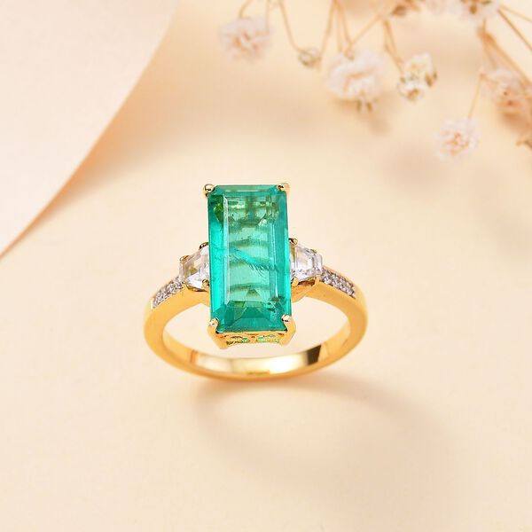 Smaragd Quarz Triplett und Zirkon Ring - 5,30 ct. image number 2