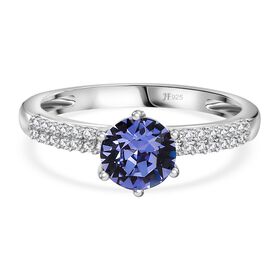 J Francis gefertigt mit SWAROVSKI- Weißer und Tansanit Swarovski Kristall Ring