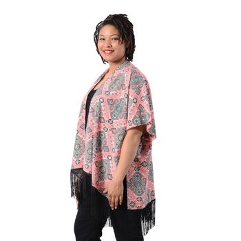 Kimono mit Quasten, Einheitsgr&ouml;&szlig;e Rosa