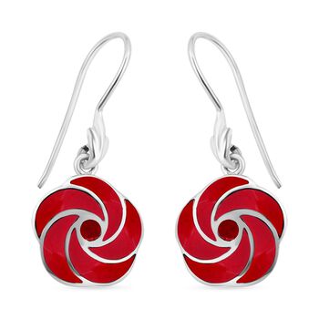 Royal Bali Kollektion-  Rote Koralle Rosen Ohrringe