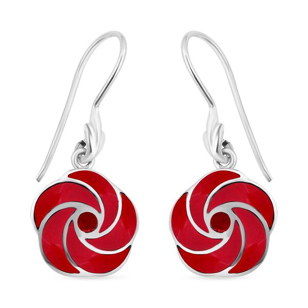 Royal Bali Kollektion-  Rote Koralle Rosen Ohrringe