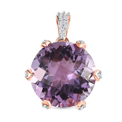 Rose De France Amethyst, Weißer Zirkon Anhänger 925 Silber rosévergoldet ca. 9,14 ct. image number 0