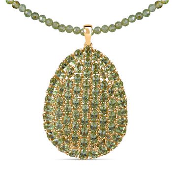 AA Peridot Anh&auml;nger 45cm Kette - 43,80 ct.