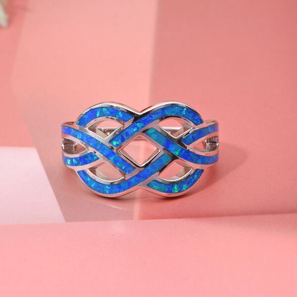 Simulierter blauer Opal Ring image number 1
