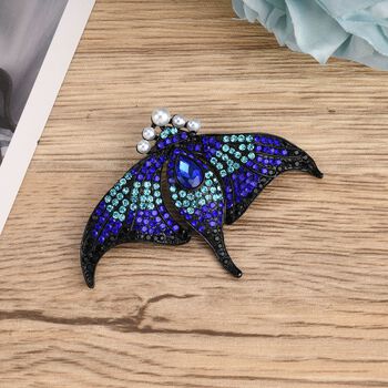 Kunststoff Perle, Mehrfarbiger Kristall Stachelrochen Brosche  Schwarz