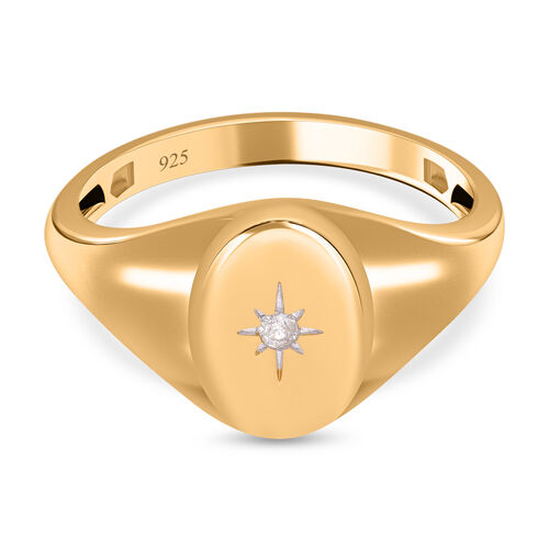 Weißer Diamant Ring, 925 Silber Gelbgold Vermeil (Größe 19.00) image number 0