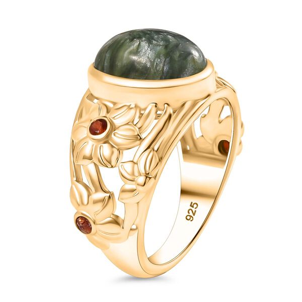 Sibirischer Seraphinit und roter Granat Ring - 3,14 ct. image number 5