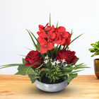 Rote Rosen und Hortensien Blumentrauß im Keramiktopf image number 2