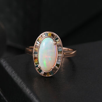 D&rsquo;Joy AA nat&uuml;rlicher, &auml;thiopischer Welo Opal und mehrfarbiger Diamant Ring - 2,64 ct.