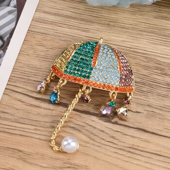 Kunststoff Perle, Mehrfarbiger Kristall Brosche  Gelb