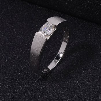 Moissanit Ring, 925 Silber rhodiniert (Gr&ouml;&szlig;e 18.00) ca. 0.45 ct