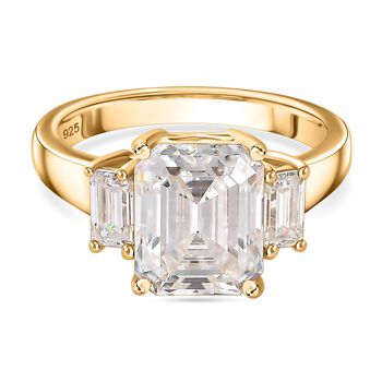 Moissanit Ring 925 Silber 750 Gelbgold Vermeil (Gr&ouml;&szlig;e 17.00) ca. 4,03 ct