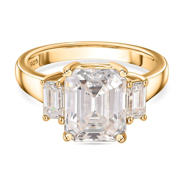 Moissanit Ring 925 Silber 750 Gelbgold Vermeil (Gr&ouml;&szlig;e 17.00) ca. 4,03 ct